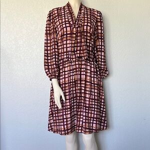 Chic Work Dress Tie Neck A Line Womens Sz 6 Bracelet Sleeve Gal Meets Glam